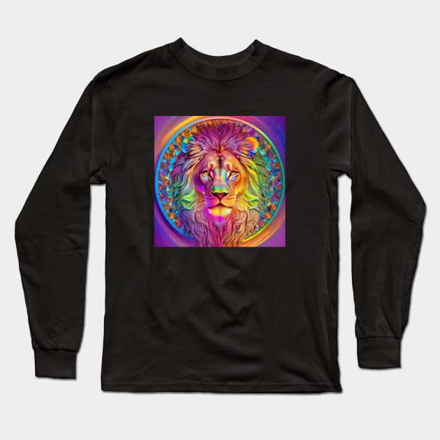 Lion Mandala Long Sleeve T-Shirt by dhphotography